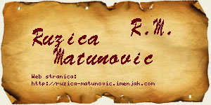 Ružica Matunović vizit kartica